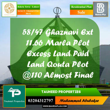 10 Marla Residential Plot for Sale in Sector F - Ghaznavi Ext. Block -  Bahria Town, Lahore - (BP-241427)