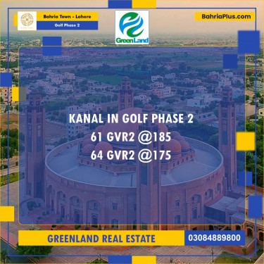 20 Marla Residential Plot for Sale in Golf Phase 2 -  Bahria Town, Lahore - (BP-241472)