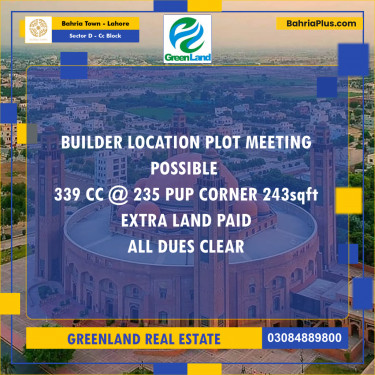 10 Marla Residential Plot for Sale in Sector D - CC Block -  Bahria Town, Lahore - (BP-241492)
