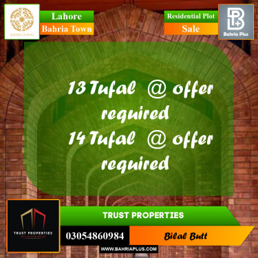 Residential Plot for Sale in Bahria Town, Lahore - (BP-241498)