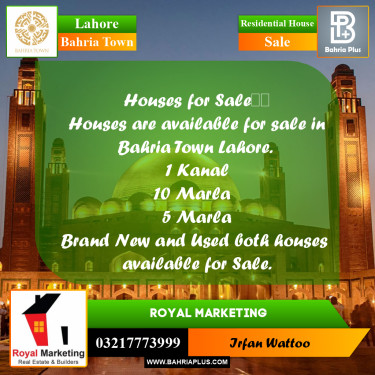 Residential House for Sale in Bahria Town, Lahore - (BP-241558)