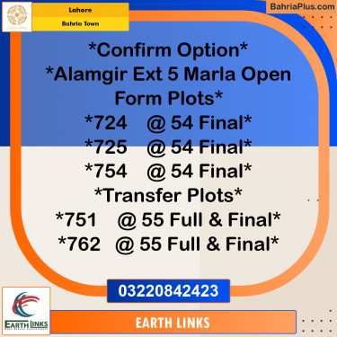 Residential Plot for Sale in Bahria Town, Lahore - (BP-241607)