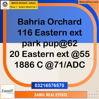 5 Marla Residential Plot for Sale in Phase 1 - Eastern District Ext. I -  Bahria Orchard, Lahore - (BP-241622)