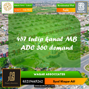 1 Kanal Residential Plot for Sale in Sector C - Tulip Block -  Bahria Town, Lahore - (BP-241630)