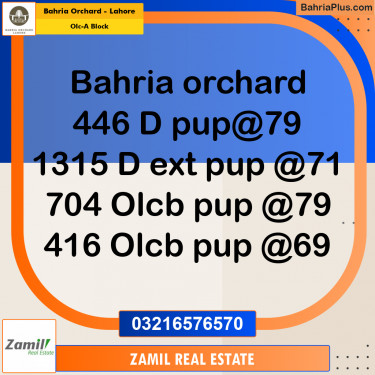 8 Marla Residential Plot for Sale in OLC-A Block -  Bahria Orchard, Lahore - (BP-241633)