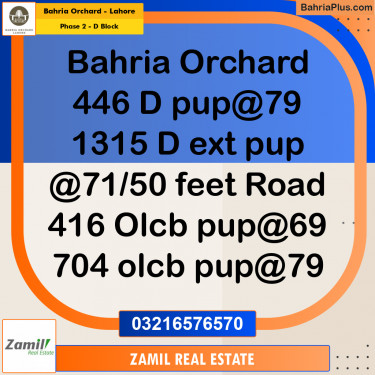 8 Marla Residential Plot for Sale in Phase 2 - D Block -  Bahria Orchard, Lahore - (BP-241798)