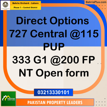 10 Marla Residential Plot for Sale in Phase 1 - Central District -  Bahria Orchard, Lahore - (BP-241804)