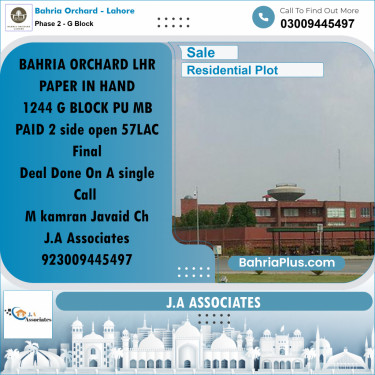 5 Marla Residential Plot for Sale in Phase 2 - G Block -  Bahria Orchard, Lahore - (BP-241822)