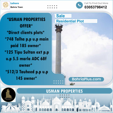 Residential Plot for Sale in Bahria Town, Lahore - (BP-241847)