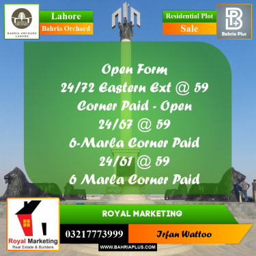 Residential Plot for Sale in Bahria Orchard, Lahore - (BP-241868)