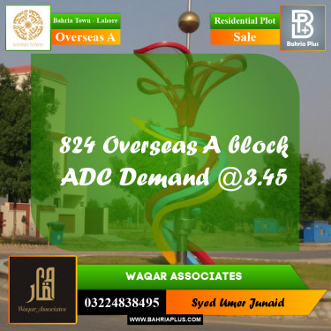 Residential Plot for Sale in Overseas A -  Bahria Town, Lahore - (BP-241887)