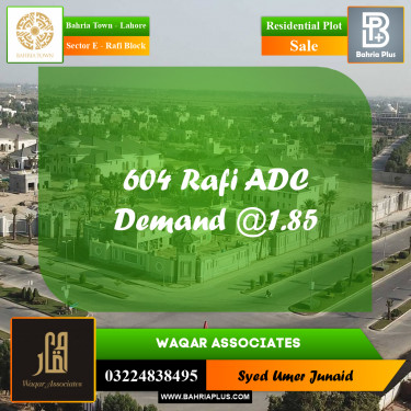 Residential Plot for Sale in Sector E - Rafi Block -  Bahria Town, Lahore - (BP-241902)
