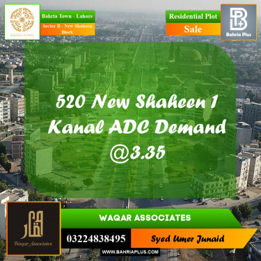 Residential Plot for Sale in Sector B - New Shaheen Block -  Bahria Town, Lahore - (BP-241971)