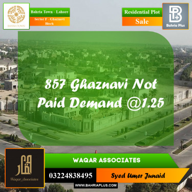 Residential Plot for Sale in Sector F - Ghaznavi Block -  Bahria Town, Lahore - (BP-241976)