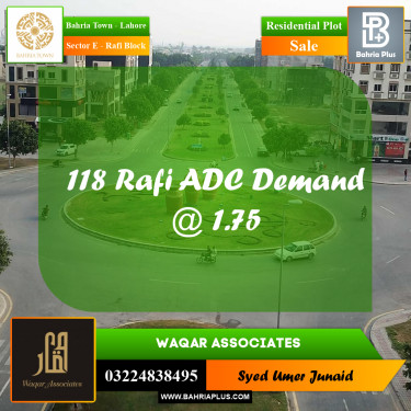Residential Plot for Sale in Sector E - Rafi Block -  Bahria Town, Lahore - (BP-241978)