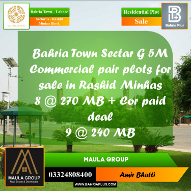 5 Marla Residential Plot for Sale in Sector G - Rashid Minhas Block -  Bahria Town, Lahore - (BP-241996)