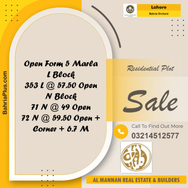 Residential Plot for Sale in Bahria Orchard, Lahore - (BP-242014)