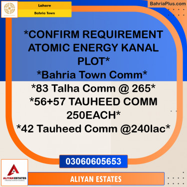 Residential Plot for Sale in Bahria Town, Lahore - (BP-242018)