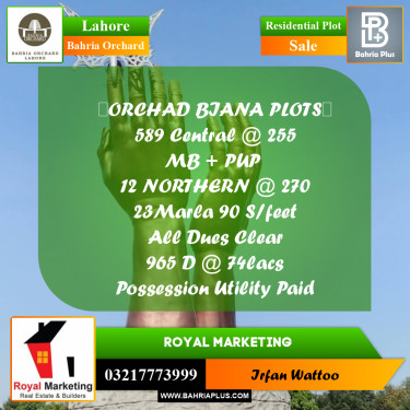 Residential Plot for Sale in Bahria Orchard, Lahore - (BP-242027)
