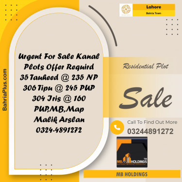 Residential Plot for Sale in Bahria Town, Lahore - (BP-242097)