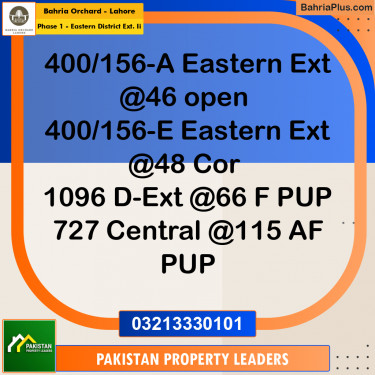 5 Marla Residential Plot for Sale in Phase 1 - Eastern District Ext. II -  Bahria Orchard, Lahore - (BP-242113)