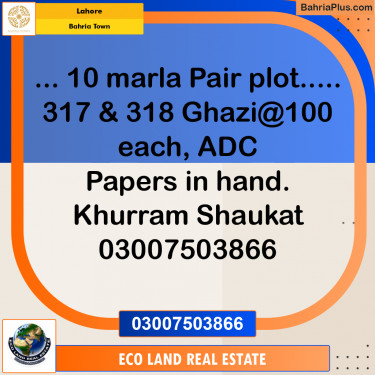 Residential Plot for Sale in Bahria Town, Lahore - (BP-242131)