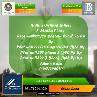 8 Marla Residential Plot for Sale in Phase 1 - Eastern District Ext. II -  Bahria Orchard, Lahore - (BP-242167)