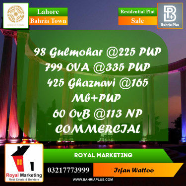 Residential Plot for Sale in Bahria Town, Lahore - (BP-242209)