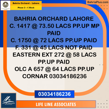5 Marla Residential Plot for Sale in Phase 2 - C Block -  Bahria Orchard, Lahore - (BP-242343)