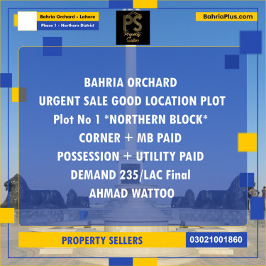 1 Kanal Residential Plot for Sale in Phase 1 - Northern District -  Bahria Orchard, Lahore - (BP-242379)