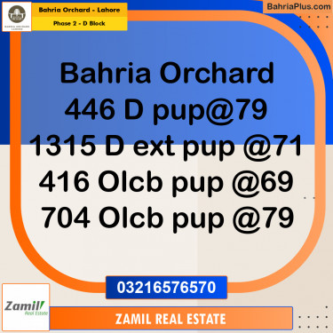8 Marla Residential Plot for Sale in Phase 2 - D Block -  Bahria Orchard, Lahore - (BP-242392)