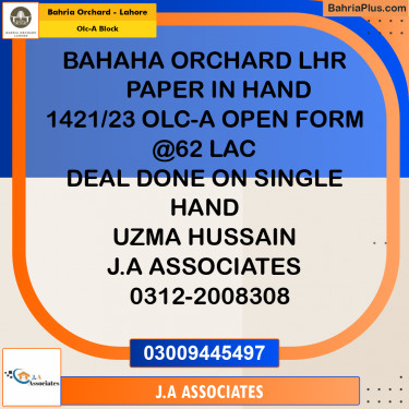 5 Marla Residential Plot for Sale in OLC-A Block -  Bahria Orchard, Lahore - (BP-242425)