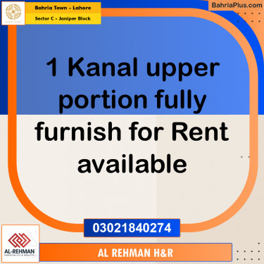 1 Kanal Residential House for Rent in Sector C - Janiper Block -  Bahria Town, Lahore - (BP-242606)