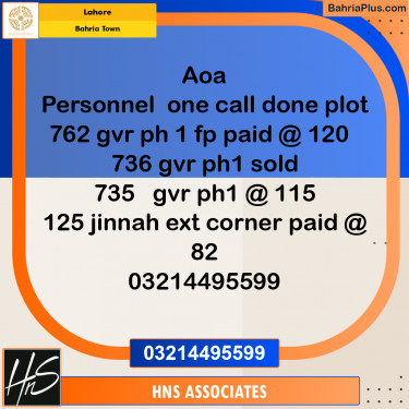 Residential Plot for Sale in Bahria Town, Lahore - (BP-242650)