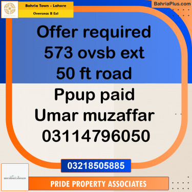 10 Marla Residential Plot for Sale in Overseas B Ext -  Bahria Town, Lahore - (BP-242661)
