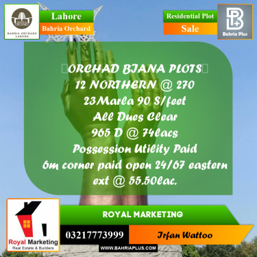Residential Plot for Sale in Bahria Orchard, Lahore - (BP-242669)