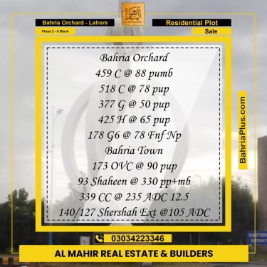 Residential Plot for Sale in Phase 2 - C Block -  Bahria Orchard, Lahore - (BP-242674)