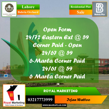 Residential Plot for Sale in Bahria Orchard, Lahore - (BP-242694)