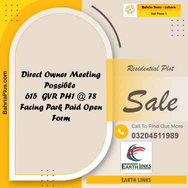 5 Marla Residential Plot for Sale in Golf Phase 1 -  Bahria Town, Lahore - (BP-242749)
