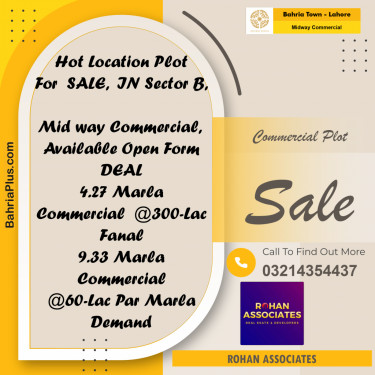 9 Marla Commercial Plot for Sale in Midway Commercial -  Bahria Town, Lahore - (BP-242790)