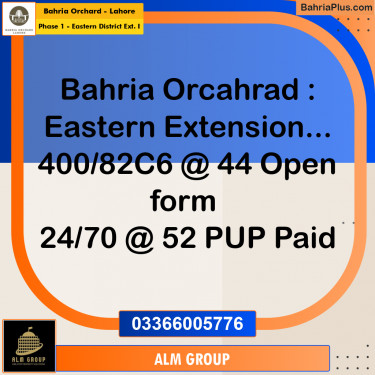 5 Marla Residential Plot for Sale in Phase 1 - Eastern District Ext. I -  Bahria Orchard, Lahore - (BP-242816)