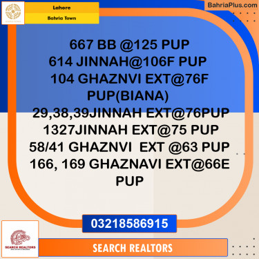 Residential Plot for Sale in Bahria Town, Lahore - (BP-242838)