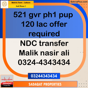 10 Marla Residential Plot for Sale in Golf Phase 1 -  Bahria Town, Lahore - (BP-242909)