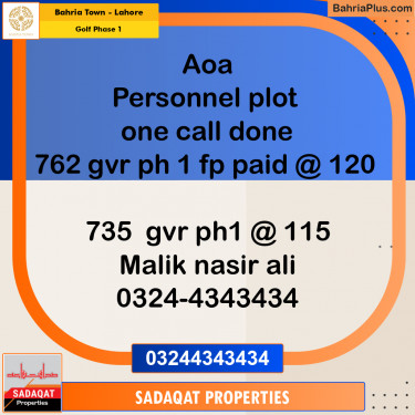 10 Marla Residential Plot for Sale in Golf Phase 1 -  Bahria Town, Lahore - (BP-242913)
