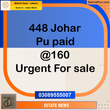 Residential Plot for Sale in Sector E - Johar Block -  Bahria Town, Lahore - (BP-242937)