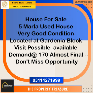 5 Marla Residential House for Sale in Sector C - Gardenia 1 -  Bahria Town, Lahore - (BP-242953)