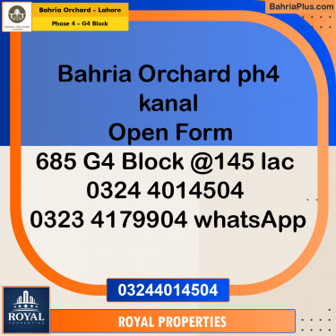 Residential Plot for Sale in Phase 4 - G4 Block -  Bahria Orchard, Lahore - (BP-242985)