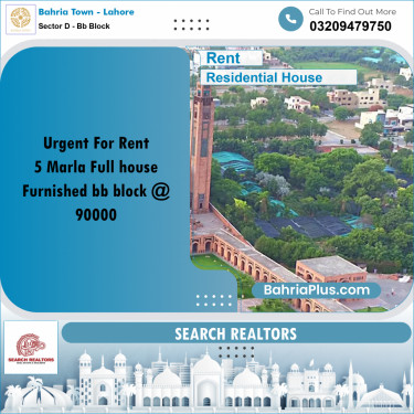 5 Marla Residential House for Rent in Sector D - BB Block -  Bahria Town, Lahore - (BP-243047)