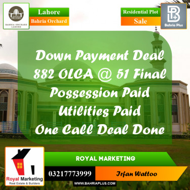 Residential Plot for Sale in Bahria Orchard, Lahore - (BP-243135)