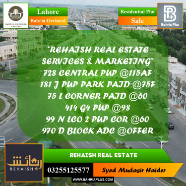 Residential Plot for Sale in Bahria Orchard, Lahore - (BP-243166)
